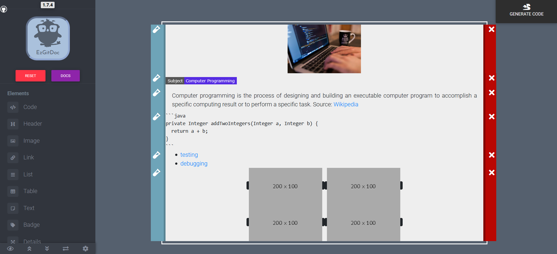 EzGitDoc Demonstration - 1